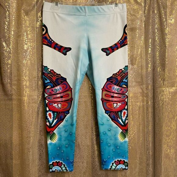 Gearbunch Colorful Ornamental Seahorse Capri Leggings Large - Picture 2 of 10